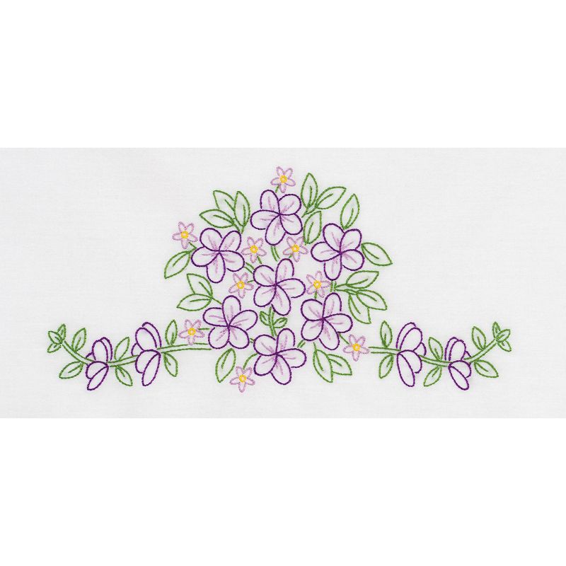 Jack Dempsey Stamped Pillowcases W/White Perle Edge 2/Pkg-Floral Bouquet