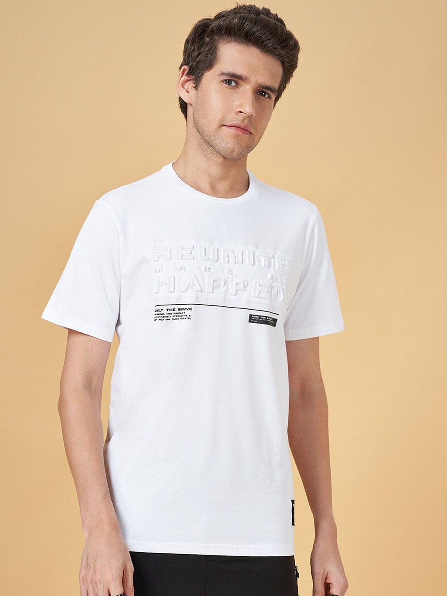 Street 808 By Pantaloons White Cotton Regular Fit Printed T-Shirt