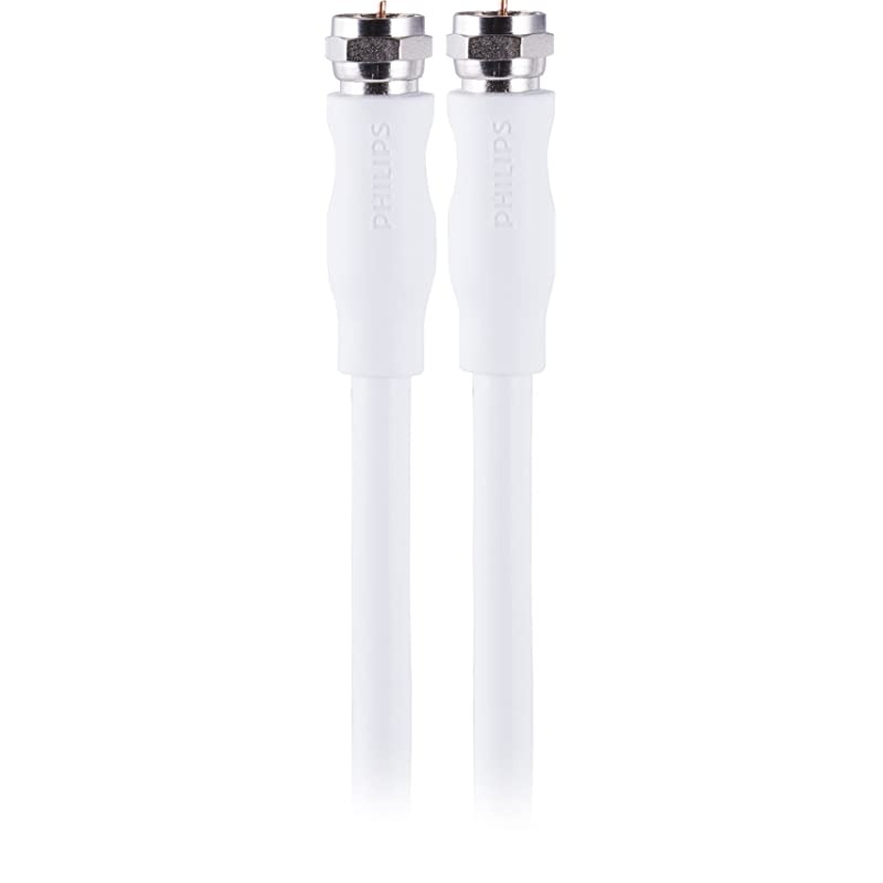 RG6 Dual Shield Coaxial Cable, 50 ft. Ideal for TV Antenna DVR VCR Satellite Cable, F-Type Connectors, 3Ghz Digital, White, SWV2176H/37