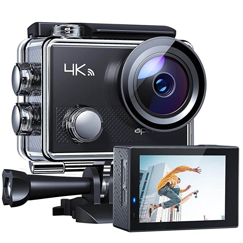 A77 Action Camera 4K WiFi Web Cam 20MP Sports Cam 30M Waterproof Underwater Camcorder with 2.4G Remote Control and 20 Accessories Kits