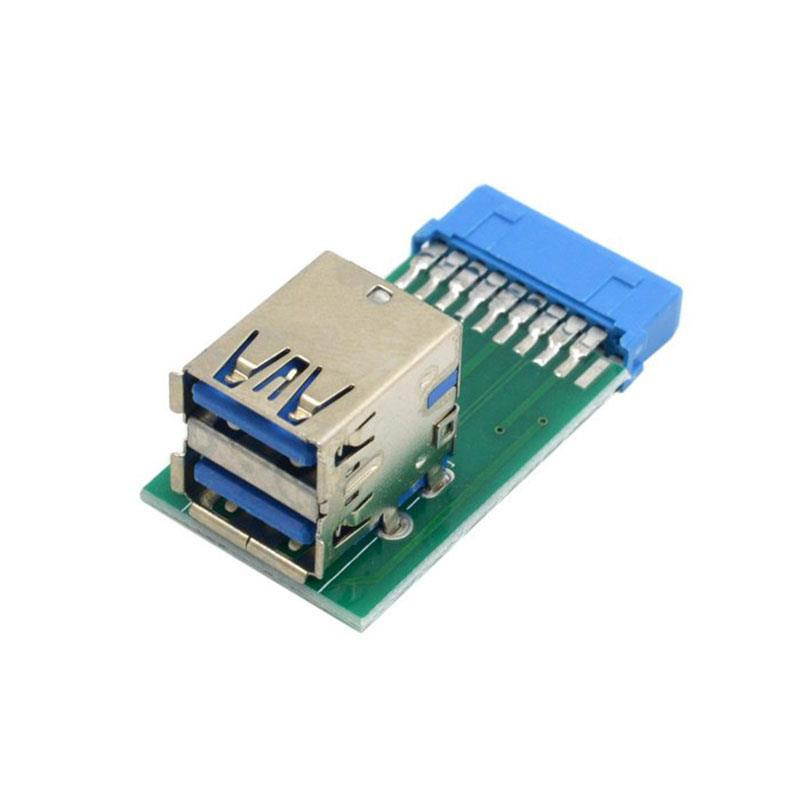 1pcs Double-decker Tpye USB 3.0 Hub 19pin USB 3.0 header to Dual USB3.0 A Female Port Converter Card USB3.0 Adapter