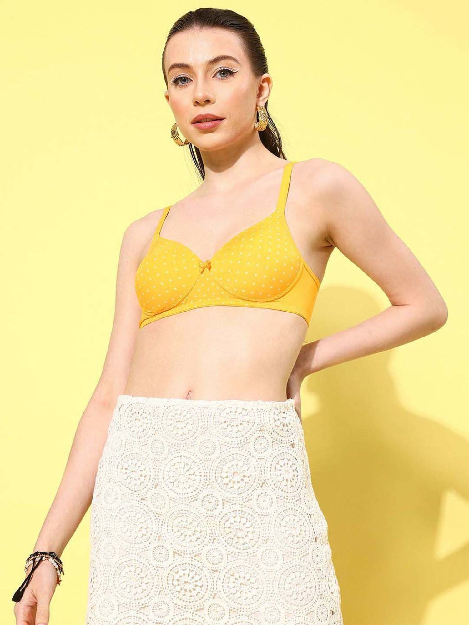 Leading Lady Yellow Printed T-Shirt Bra