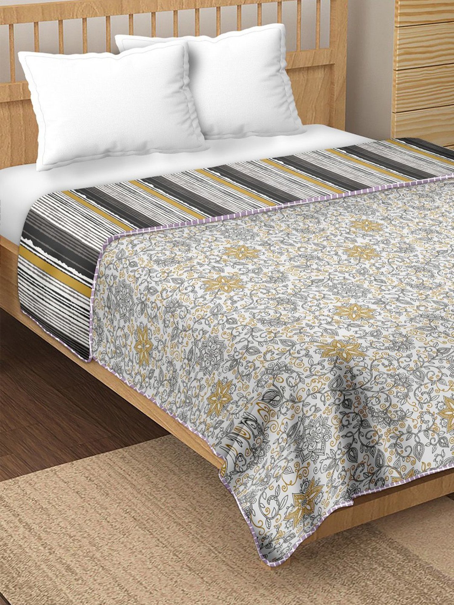 BELLA CASA Finland Printed Multicolor 180 TC Cotton King Reversible AC Dohar