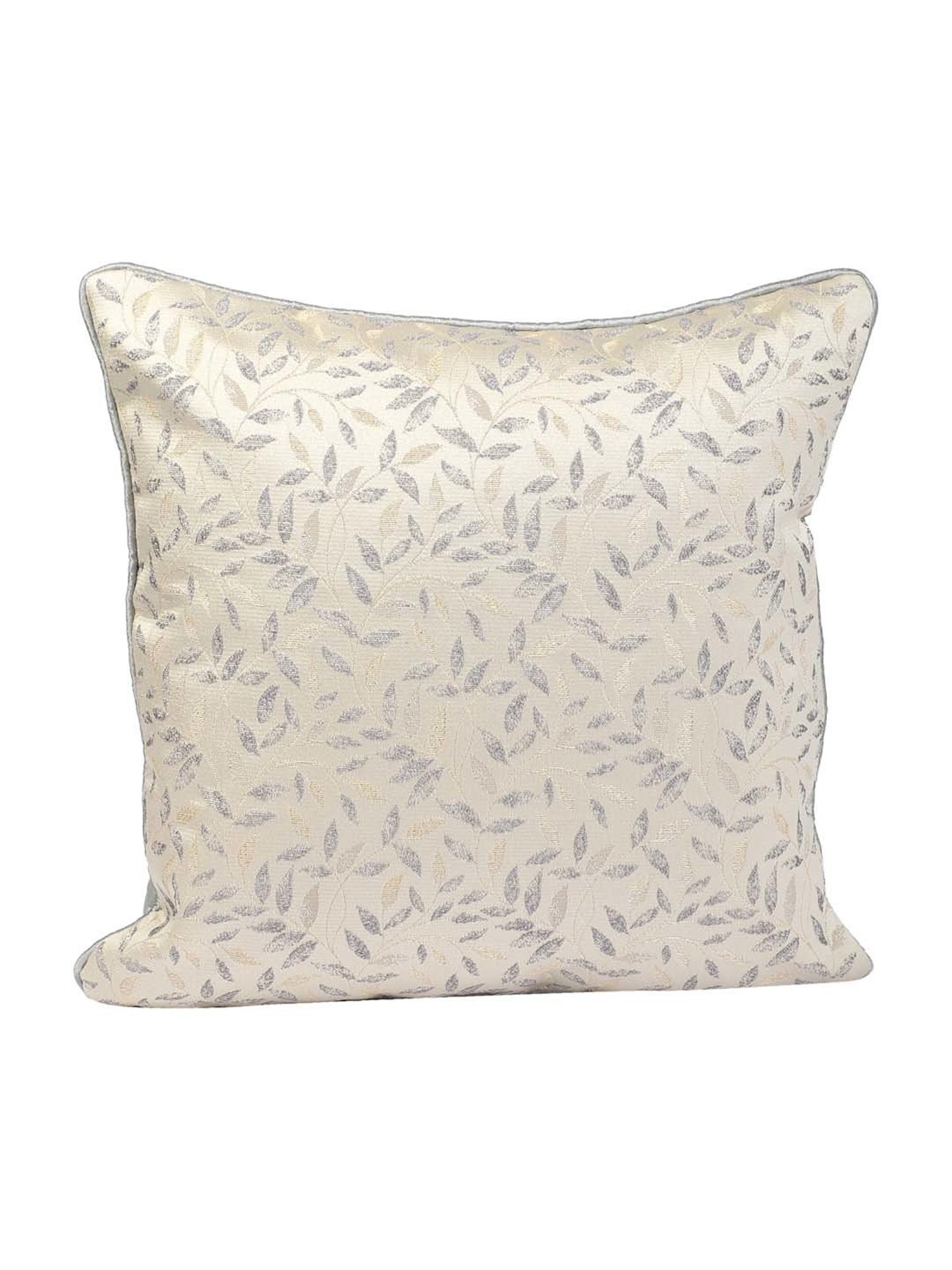 MFD HOME Furnishing Silver Silk Cushion Cover - Set of 1