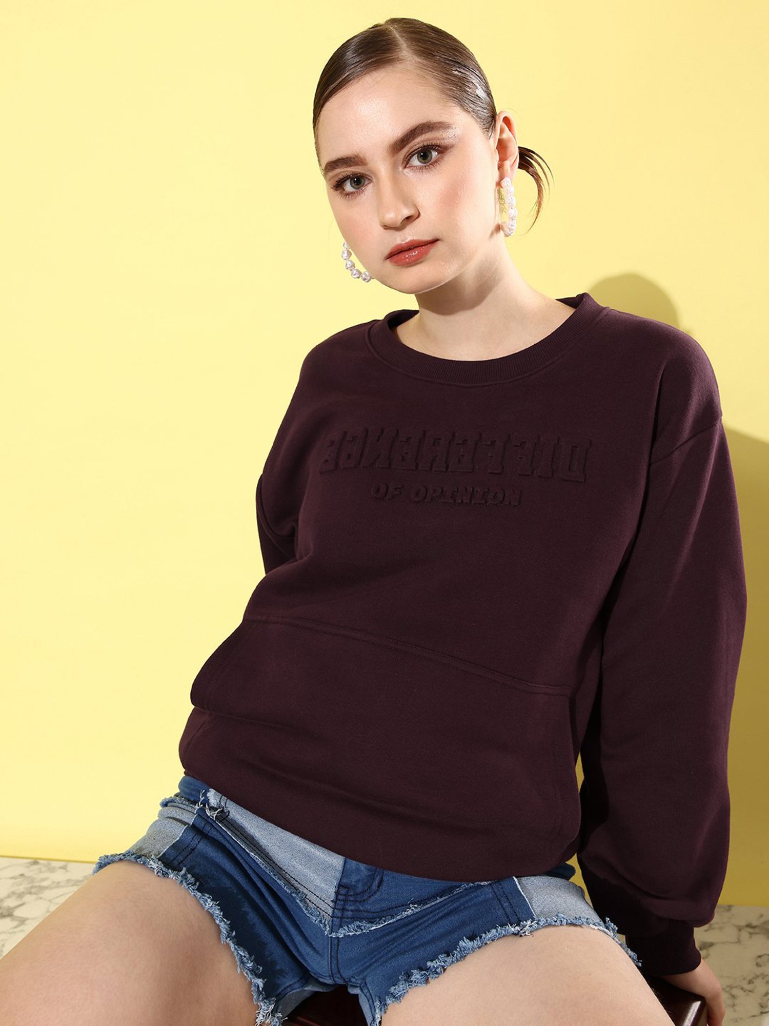 Difference of Opinion Wine Fleece Graphic Print Oversized Sweatshirt