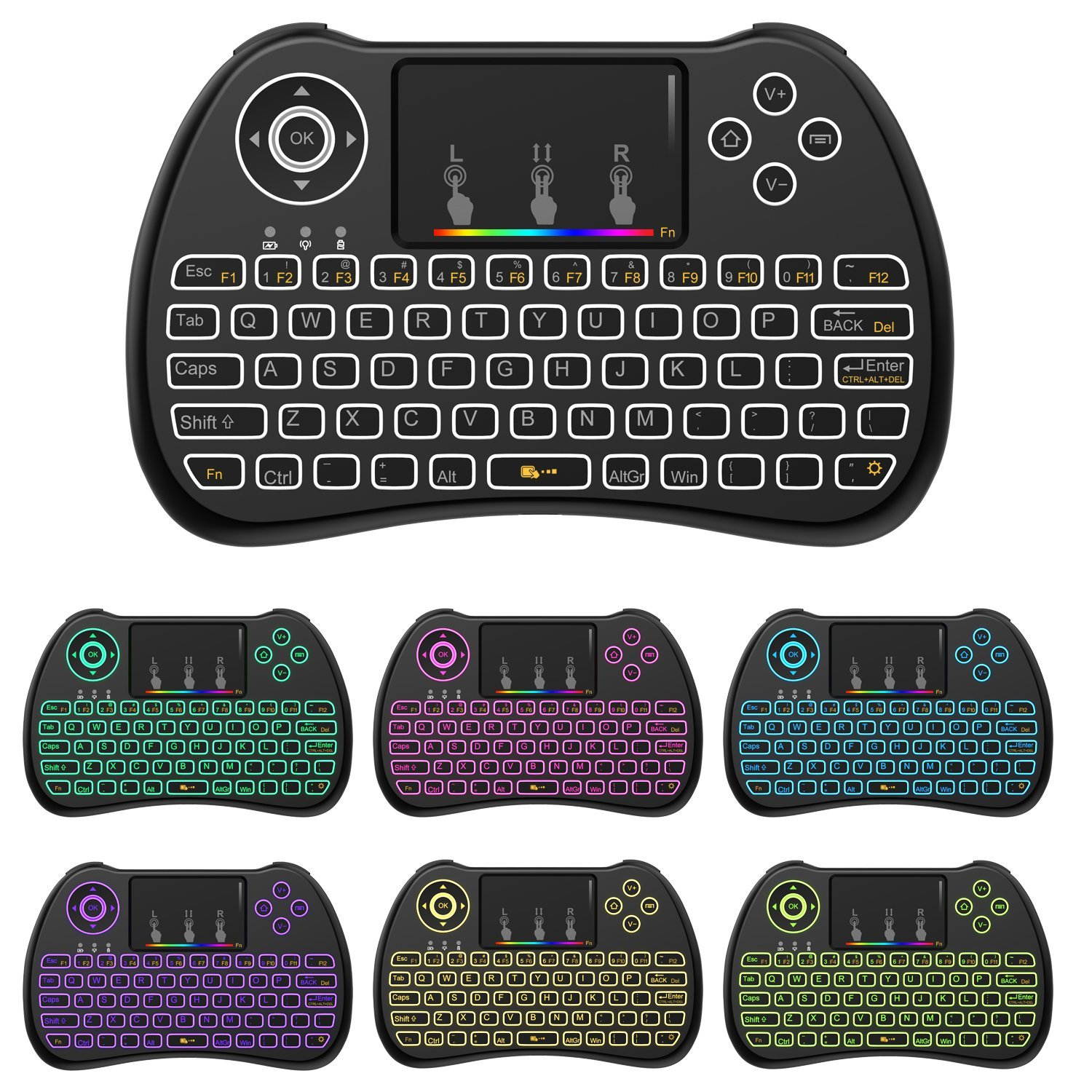 Werleo 2.4GHz Colorful Backlit Mini Wireless Keyboard with Touchpad Mouse Rechargeable Combos for PC, Laptop,Pad, Google Android TV Box PS4 PS3 Xbox and More (Upgraded Version)