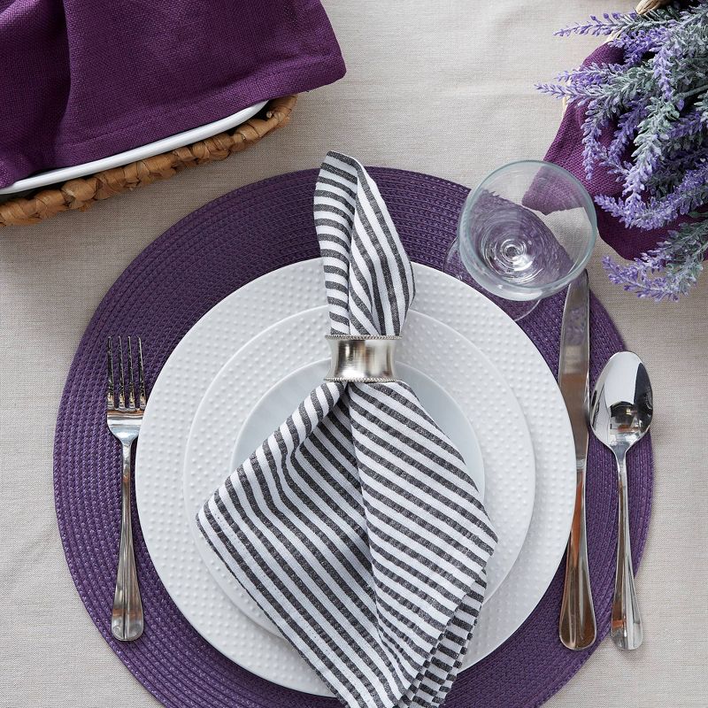 Set of 6 Variegated Round Woven Placemat Purple - Design Imports
