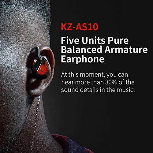 KZ AS10 Earbuds Pure 5 Balanced Armature 5BA Earphone, Musician in Ear Monitor Headphone High Fidelity HiFi Headset (No Microphone, Green)
