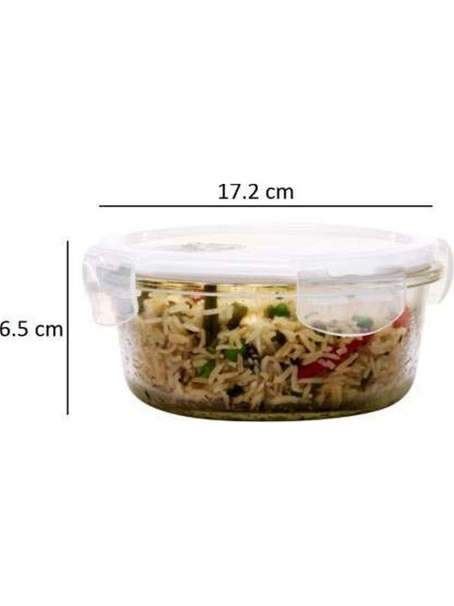 Femora Borosilicate Glass Round Storage Containers with Air Vent Lid (940 ml) - Set of 2