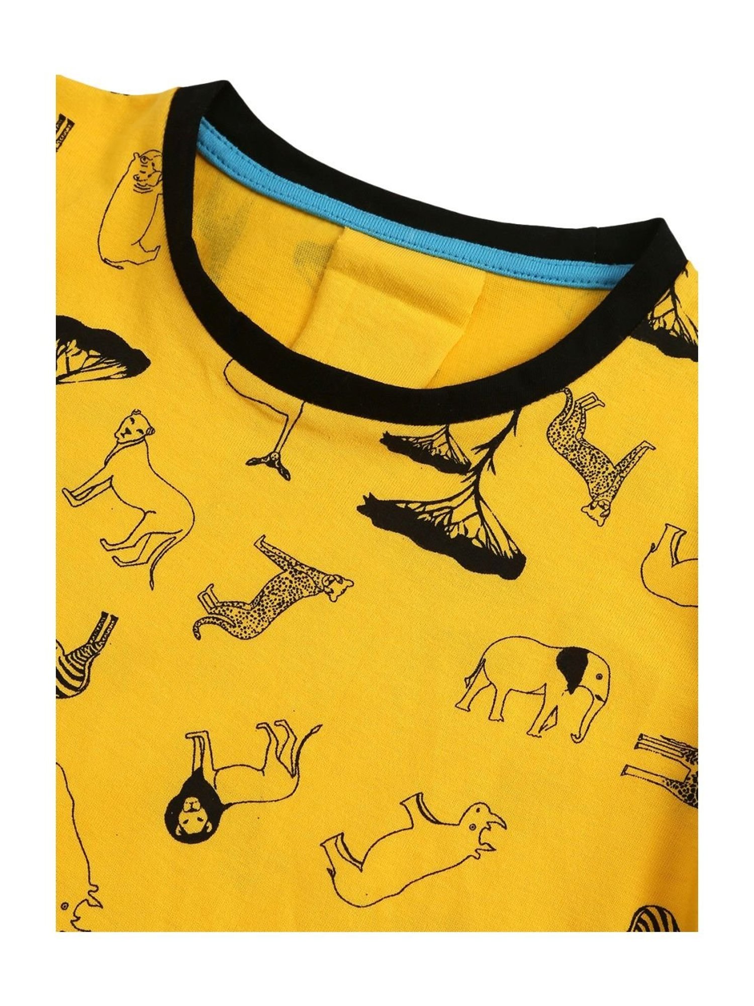 Kids Craft Yellow Cotton Printed T-Shirt & Pants