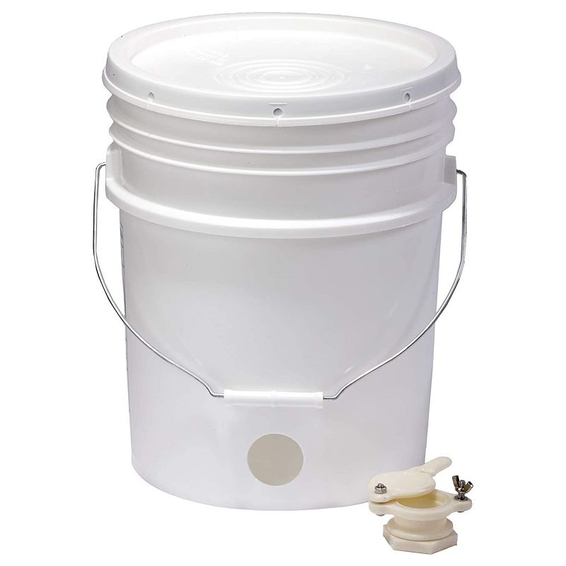 Little Giant BKT5 Plastic Honey Extractor Bucket with Honey Gate Tool for Beekeeping Harvesting, 5 Gallon (3 Pack)