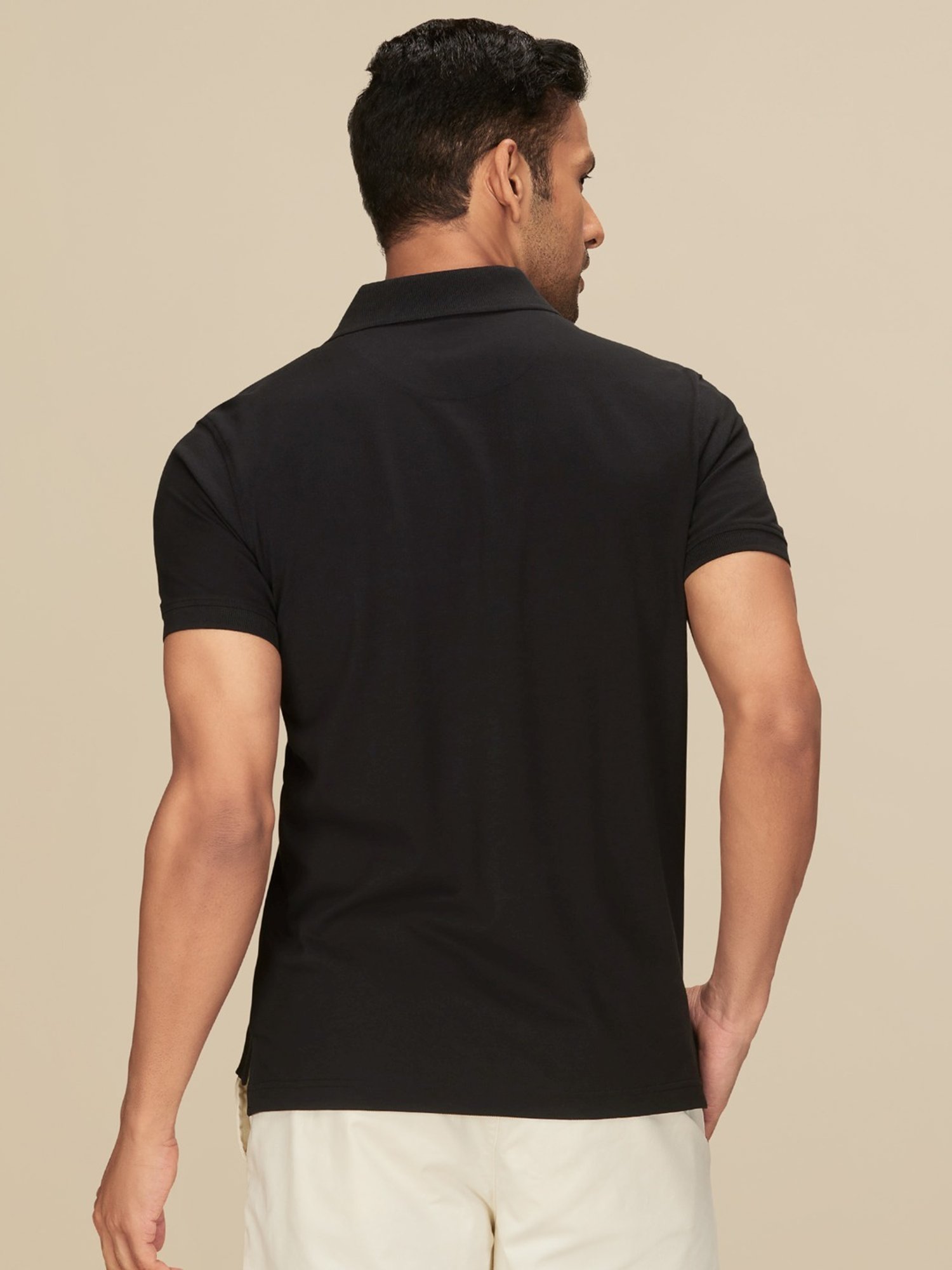 XYXX Pitch Black Cotton Regular Fit Polo T-Shirts