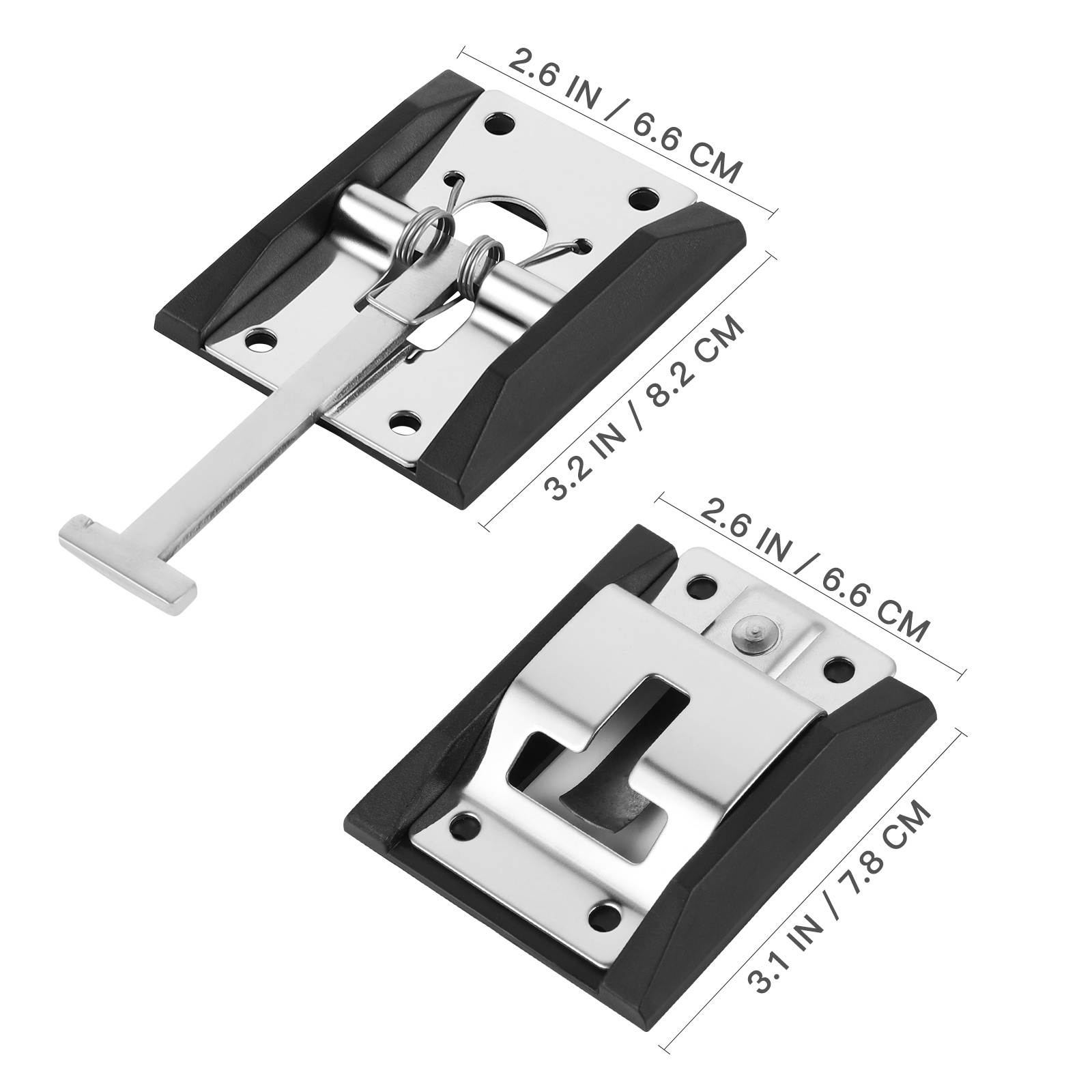 Vosarea 1 Pair Metal T-style Entry Door Catch Stainless Steel Holder for RV Camper Trailer (Silver)