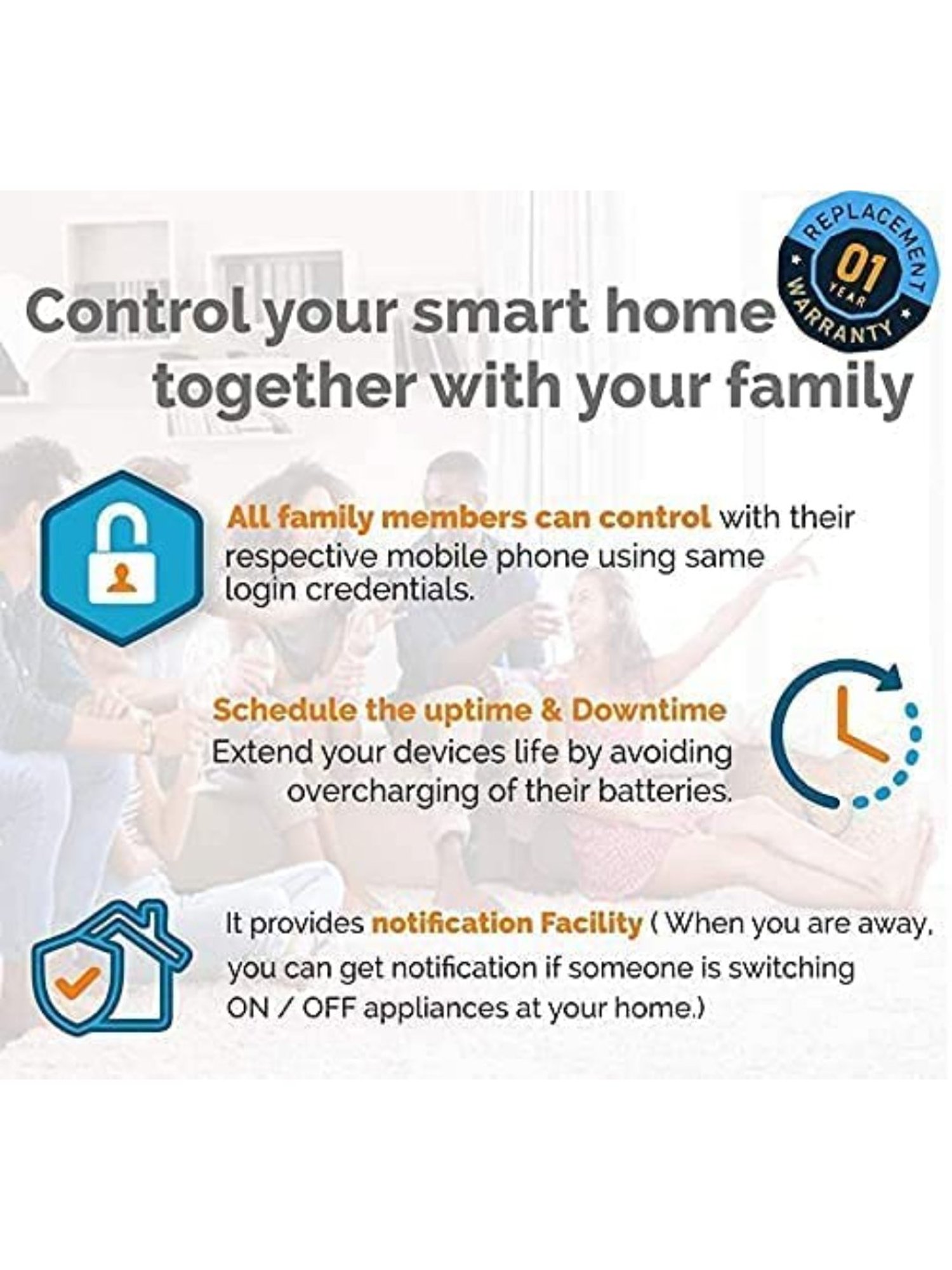 Teqooz 2-Way 2-Touch Smart Wi-Fi plus Bluetooth Switch (White)