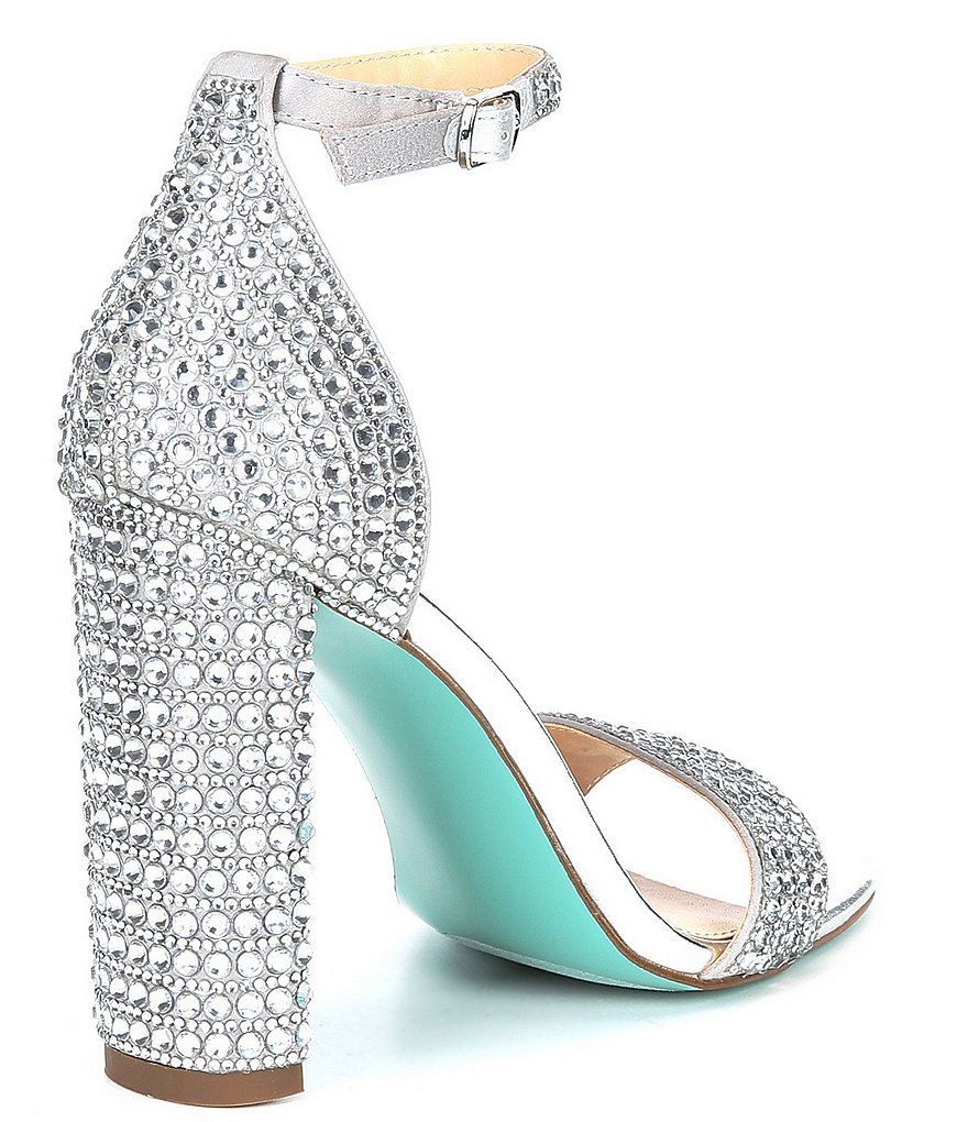 Blue by Betsey Johnson Rina Oversized Rhinestone Embellished Ankle Strap Dress Sandals