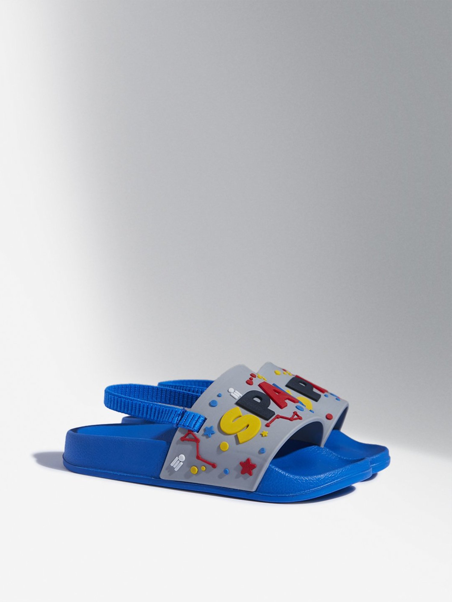 Yellow by Westside Blue & Grey Slingback Slides