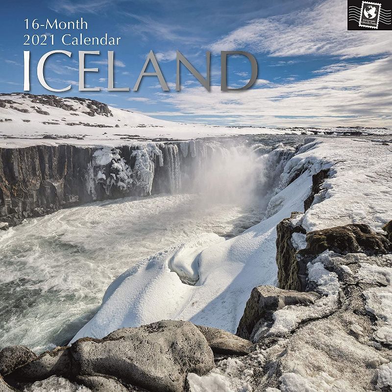 2021 Wall Calendar 12" x 12" Monthly View, Iceland Travel & Destination, 16-Month, with 180 Reminder Stickers