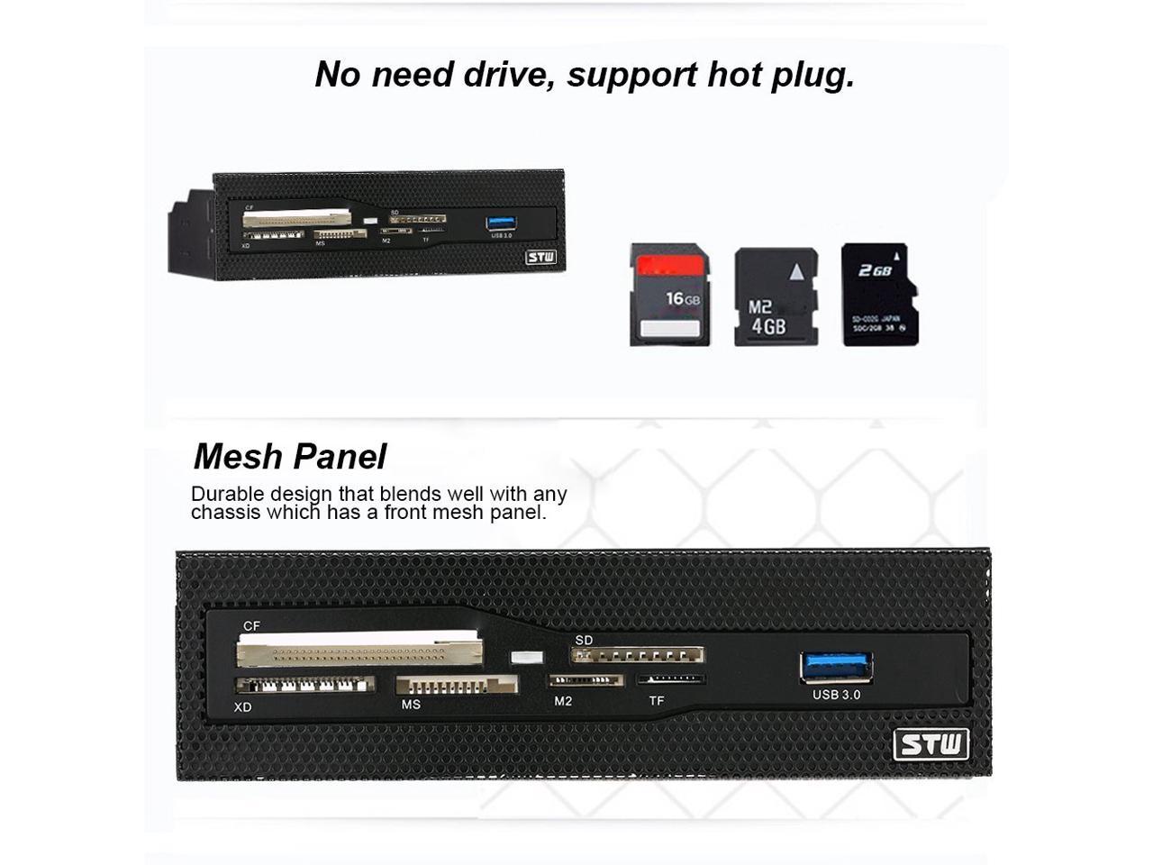 Internal Card Reader Media Multi-Function Dashboard PC Front Panel STW 5.25" USB 3.0 Support CF XD MS M2 TF