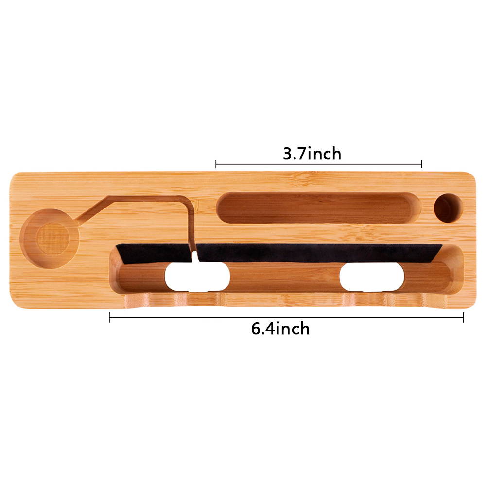 Apple Watch Stand,Mignova iWatch Bamboo Wood Charging Dock Cable Management Wood Charging Station for Apple Watch & iPhone & iPad & Smartphone & Tablet with Business Card Holder Pen Holder