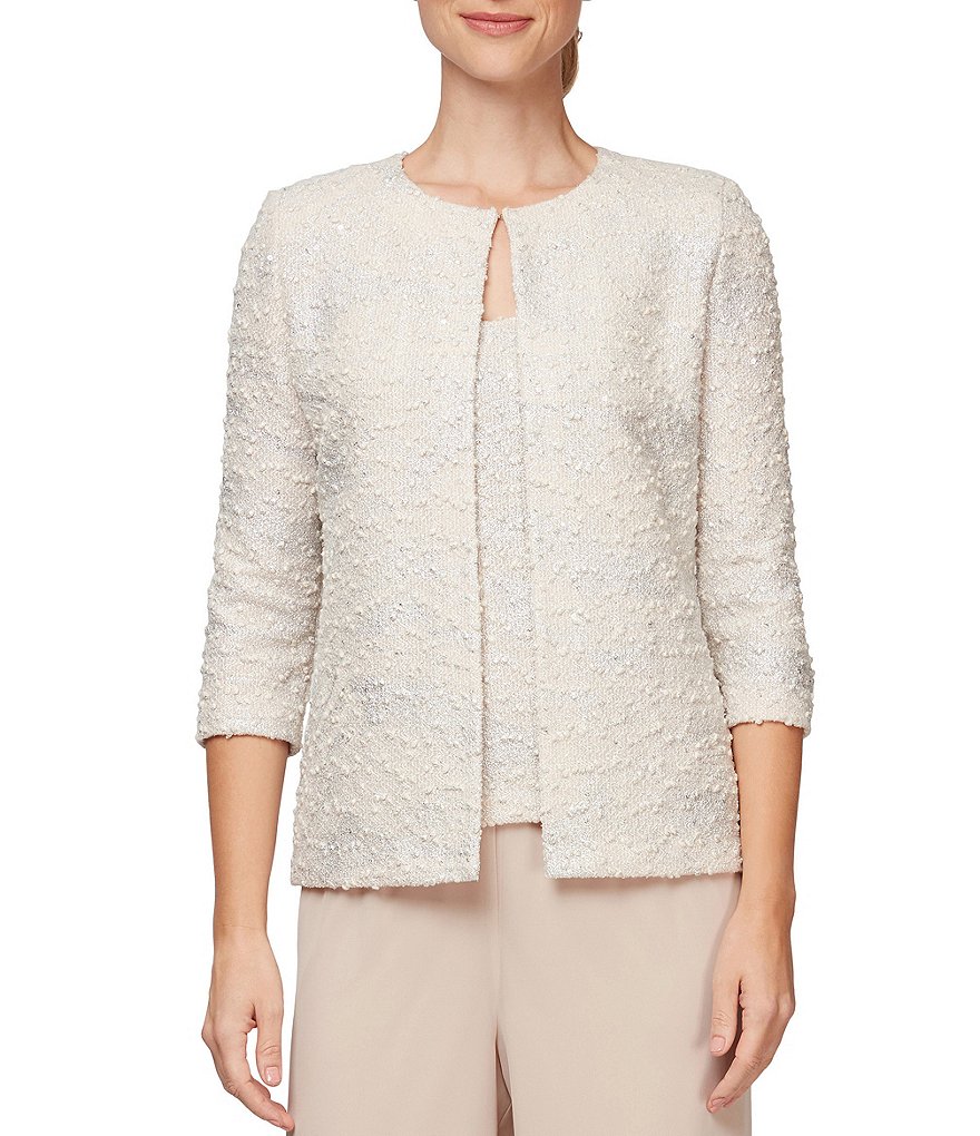 Alex Evenings Jacquard Knit Twinset