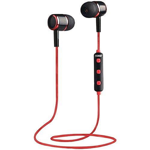 Naxa(R) NE-950 BLACK/RED Bluetooth(R) Isolation Earbuds with Microphone & Remote (Red)