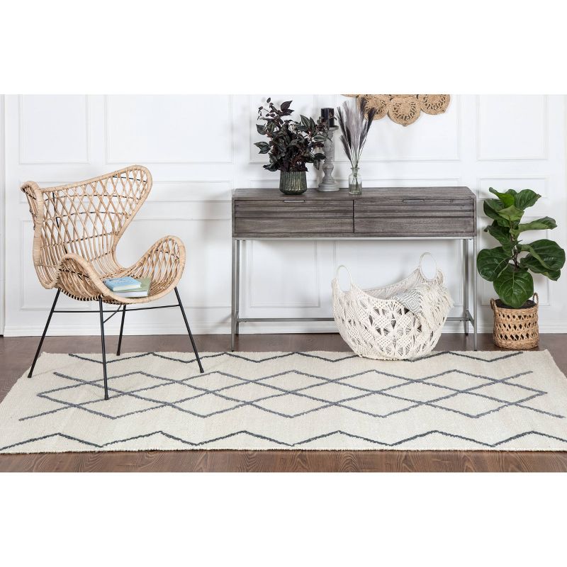 8'x10' Kingston Diamond Rug Ivory/Gray/Blue - Anji Mountain