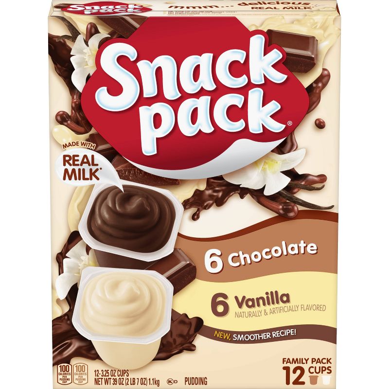 Hunt's Snack Pack Chocolate and Vanilla Pudding Cups -39oz/12ct