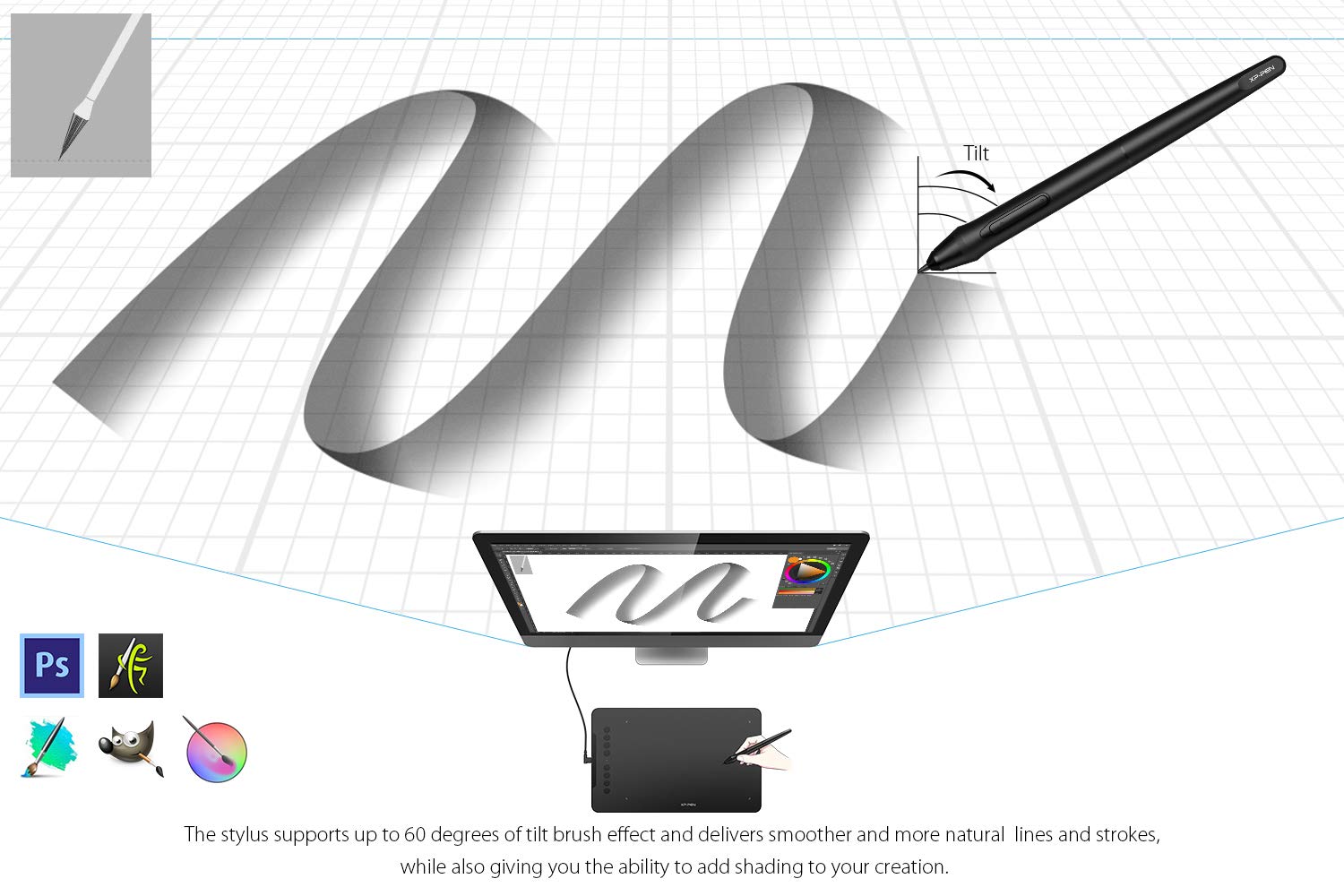 XP-PEN Deco 01 V2 Graphics Tablet 10x6.25 Inch Drawing Pen Tablet 8192 Levels Pressure Battery-Free Pen with Tilt Function Android Supported and 8 Shortcut Keys