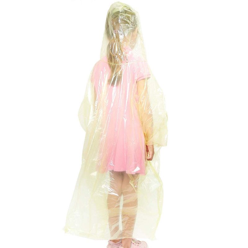 Juvale 12 Pack Disposable Rain Ponchos for Girls with Hood, Waterproof, 4 Colors