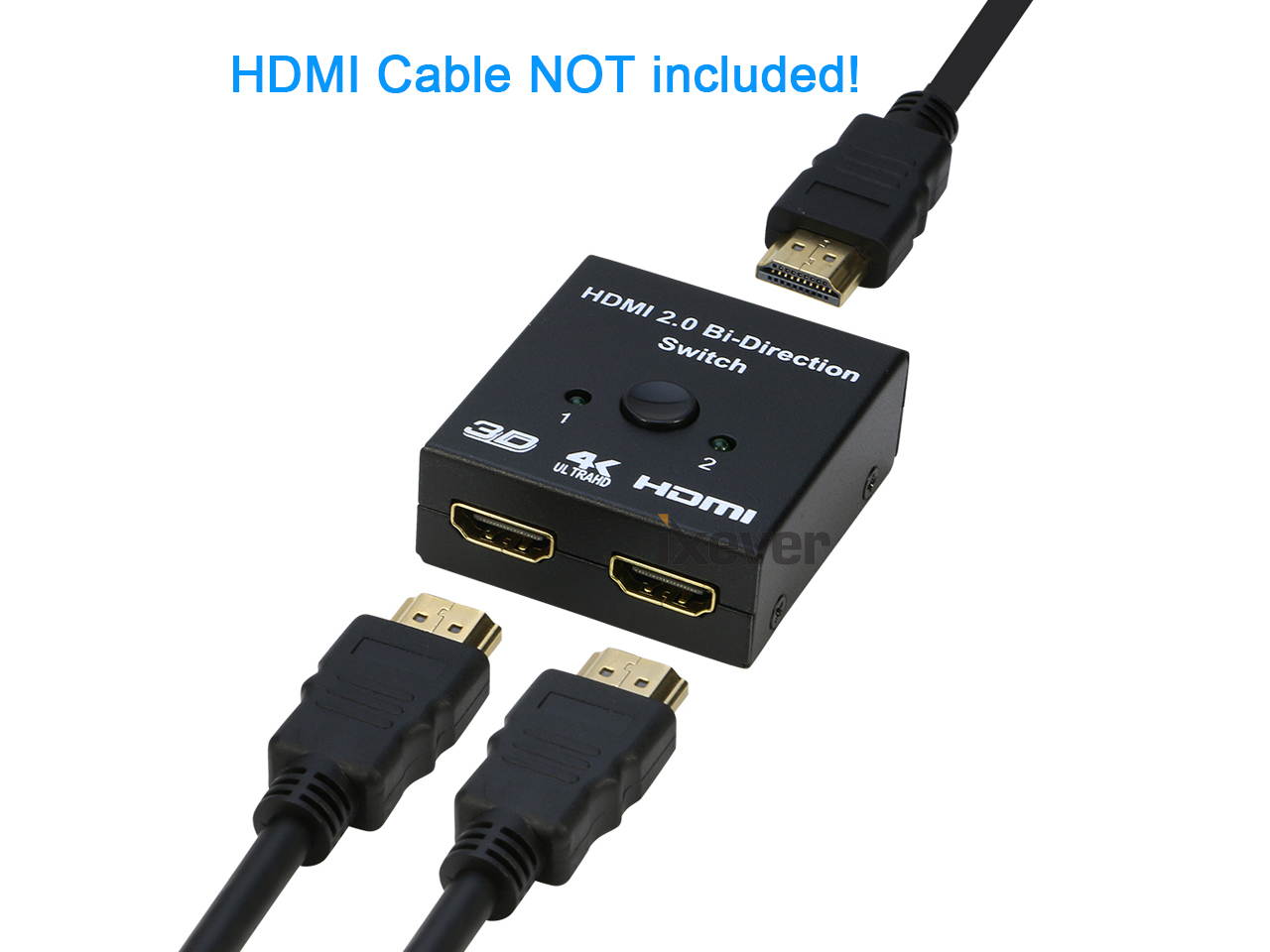 HDMI Switch 4K HDMI Splitter, iXever Aluminum HDMI Switcher 2 Input 1 Output Bi-Directional, HDMI Switch Splitter 2 x 1/1 x 2, No External Power Required, Support 4K 3D HD 1080P for Xbox PS4 Roku HDTV