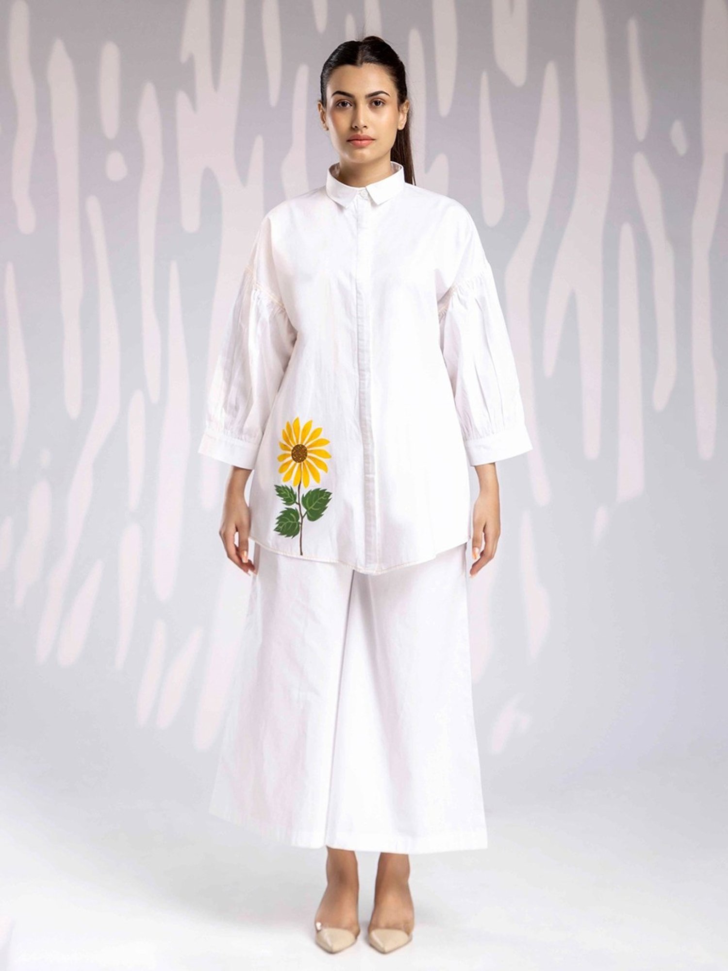 House of Manaa White Hom Allure Shirt with Pant