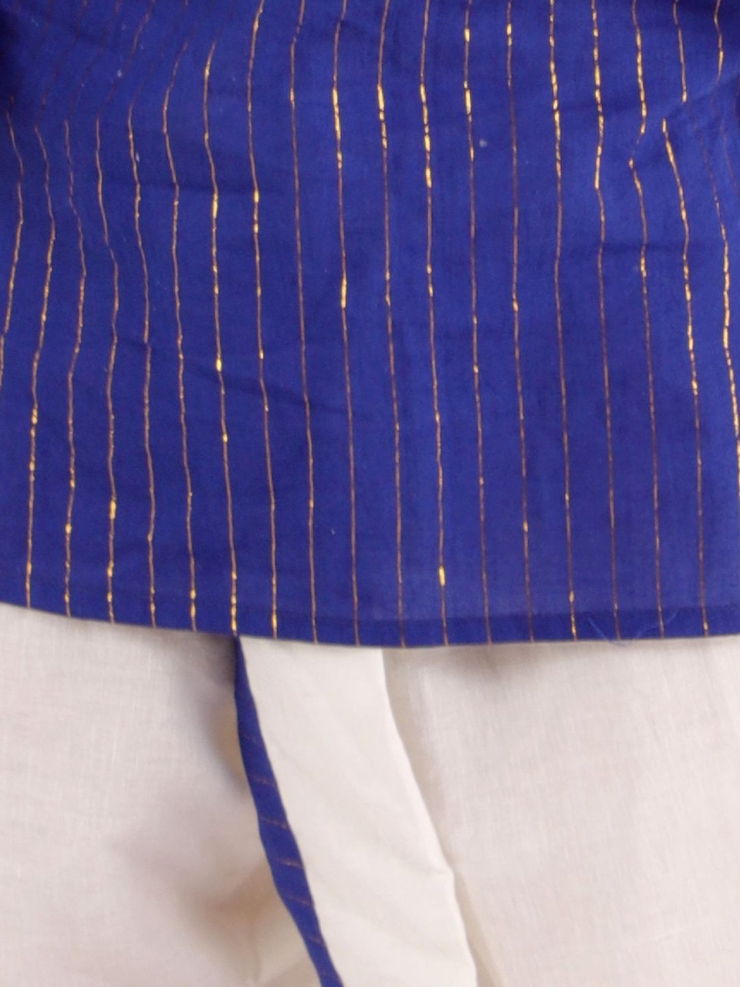 Little Bansi Kids Royal Blue Cotton Striped Kurta Set