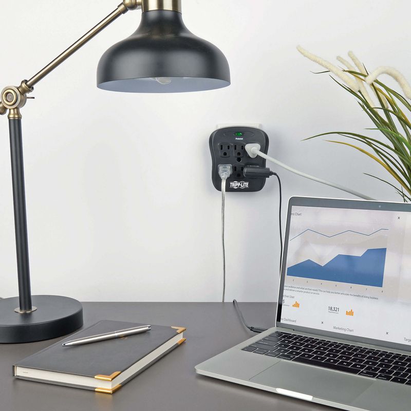 Tripp Lite Surge Protector Wallmount Direct Plug In 120V 6 Outlet 540 Joules Black - Receptacles: 6 x NEMA 5-15R - 540J