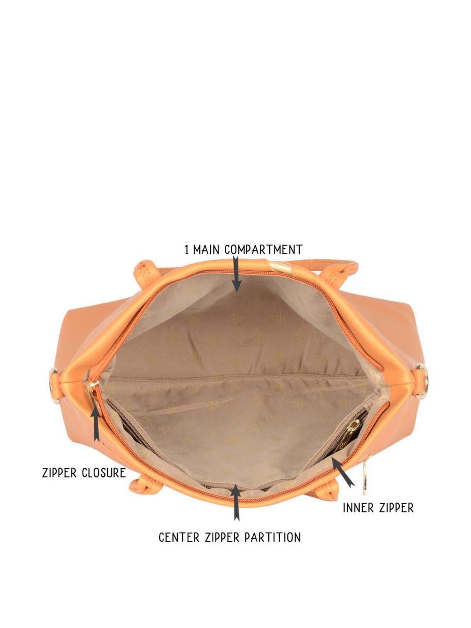 Baggit Orange Solid Medium Tote Handbag