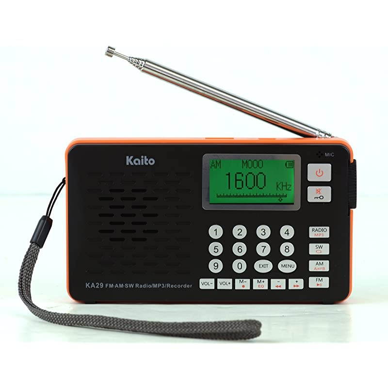 KA29 All in one World Receiver with Recorder AM FM SW Radio and MP3 PlayerBlack