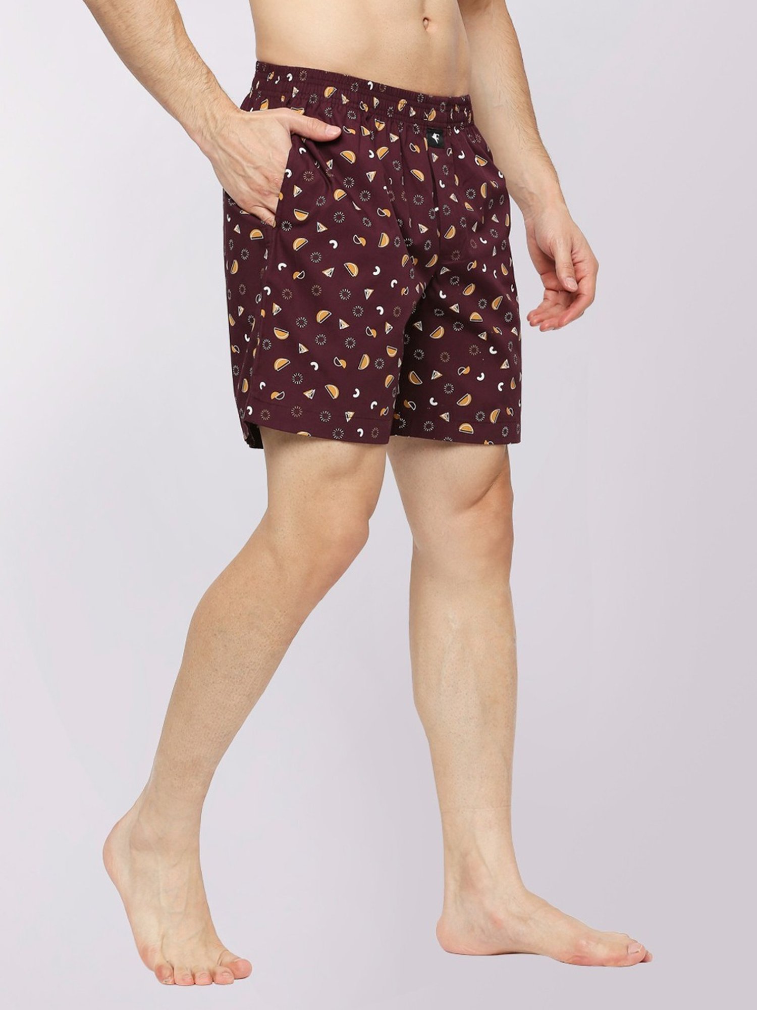 Frenchie Brown Cotton Relaxed Fit Printed Boxers