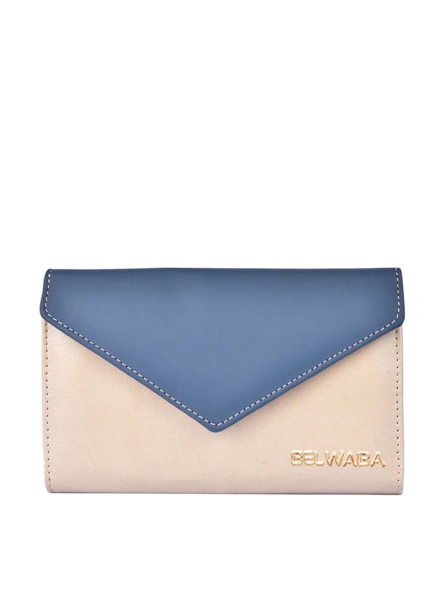BELWABA Beige & Navy Color Block Wallet for Women