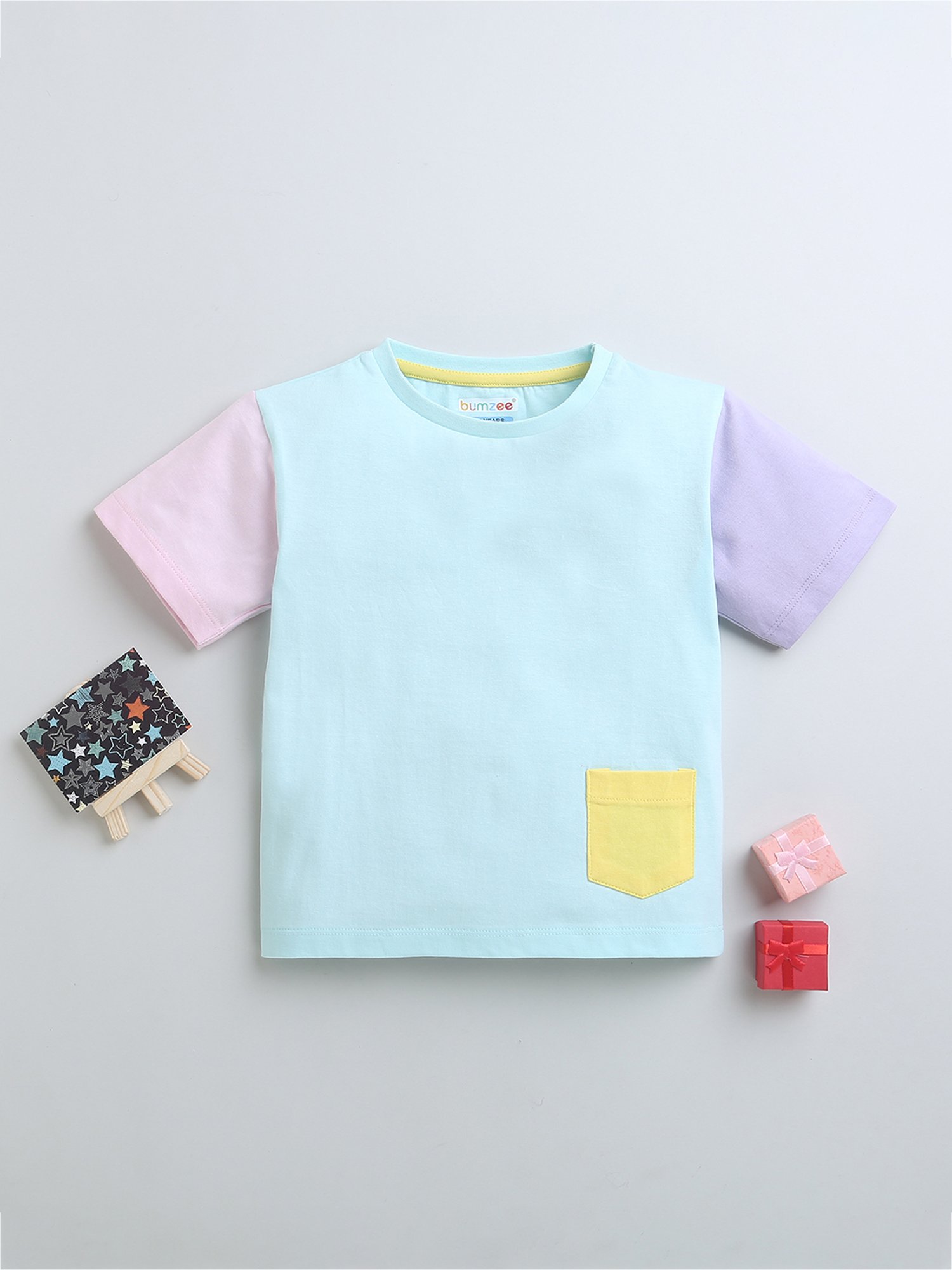 Bumzee Kids Sky Blue Solid T-Shirt