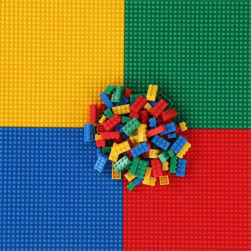 3pc 2 in 1 Square Activity Table With 2 Chairs Blue/Red - Humble Crew