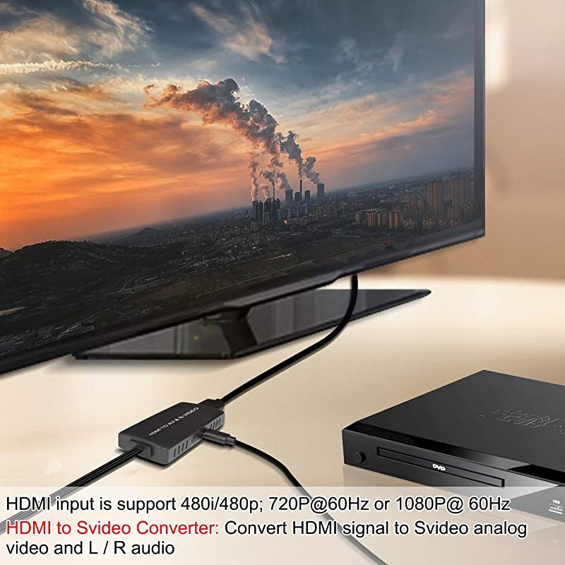to SVideo Converter to RCA Adapter R/L Audio Video Converter Adapter Support 1080P Compatible PS3/PS4, Xbox, Fire Stick, Roku, Blu-Ray Player, VHS, VCR, DVD, STB, Camera etc.