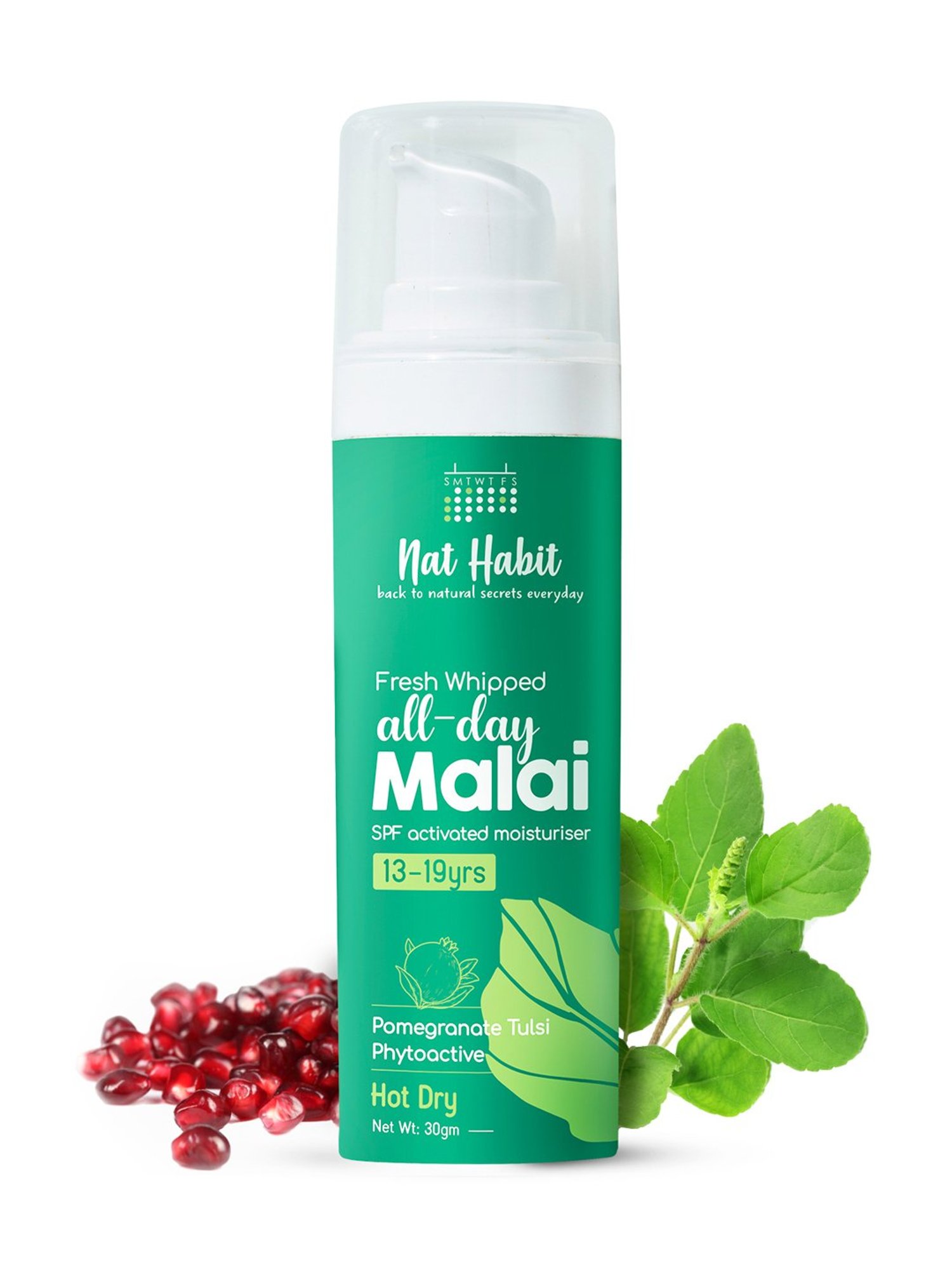 Nat Habit Pomegranate Tulsi Phyto Active Fresh Whipped All-Day Malai Face Moisturiser - 30 gm