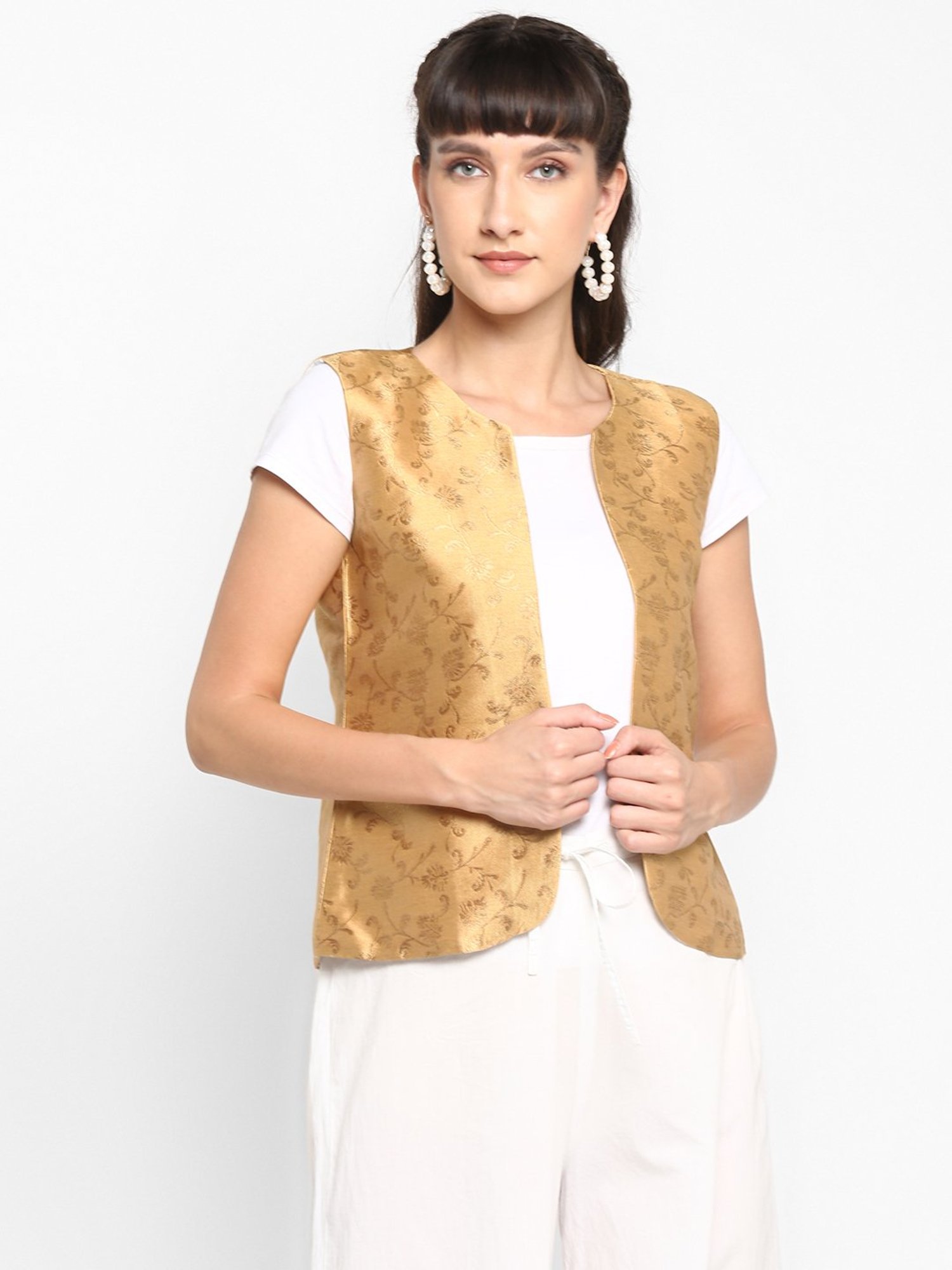 Hangup Golden Jacquard Pattern Shrug