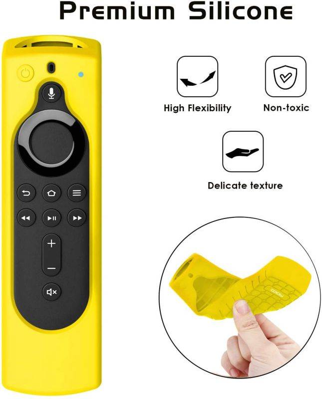 MoKo Silicone Remote Case Fits with Fire TV Stick Lite 2020, Fire TV Stick 4K, Fire TV Cube, Fire TV (3rd Gen) with 5.6" Alexa Voice Remote (2nd Gen), Shockproof Protective Cover - Yellow