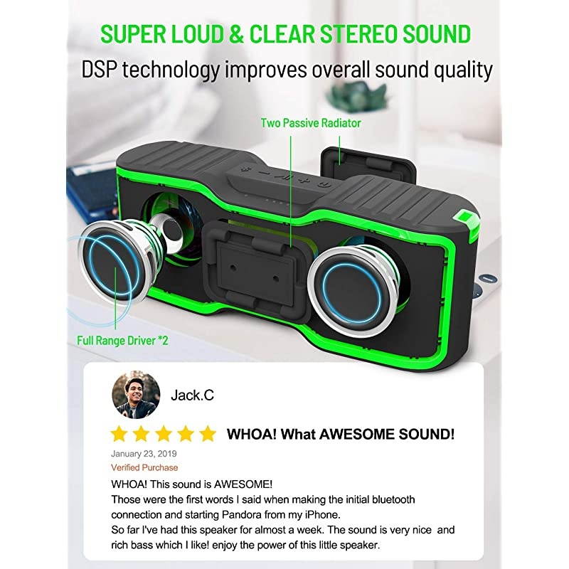 Sport II+ Bluetooth Speakers, Portable Outdoor Wireless Speaker, 30H Playtime, 20W HD Stereo Sound & Richer Bass,IPX7 Waterproof,Travel Bluetooth Speaker,100ft Bluetooth for Party,Beach,Shower