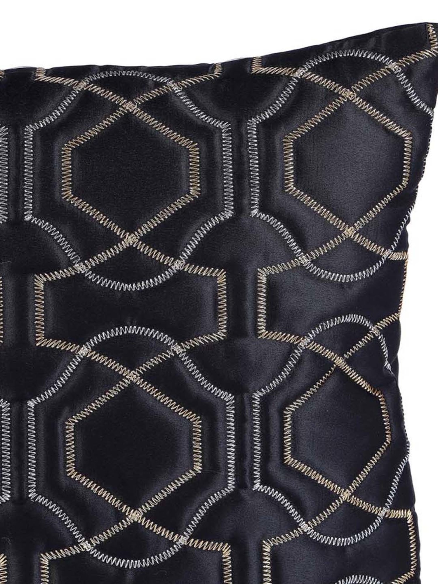 MFD HOME Furnishing Black Satin Cushion Cover - Set of 5