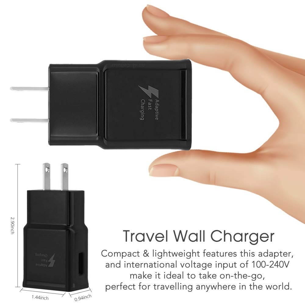 Wall Charger with USB-C High Speed Charge & Sync Cable for Samsung Galaxy S8/S9, LG G5/G6/Huawei-White 2 Pack