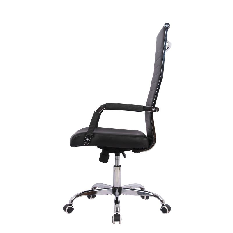 High Back Channel Office Chair with Adjustable Height Black - WOVENBYRD