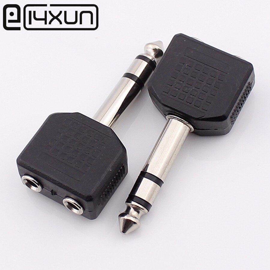 2pcs 6.5mm Stereo Male Plug to 2 3.5mm Female jack Audio Plugs Socket Converter Adapter Connector For Microphone