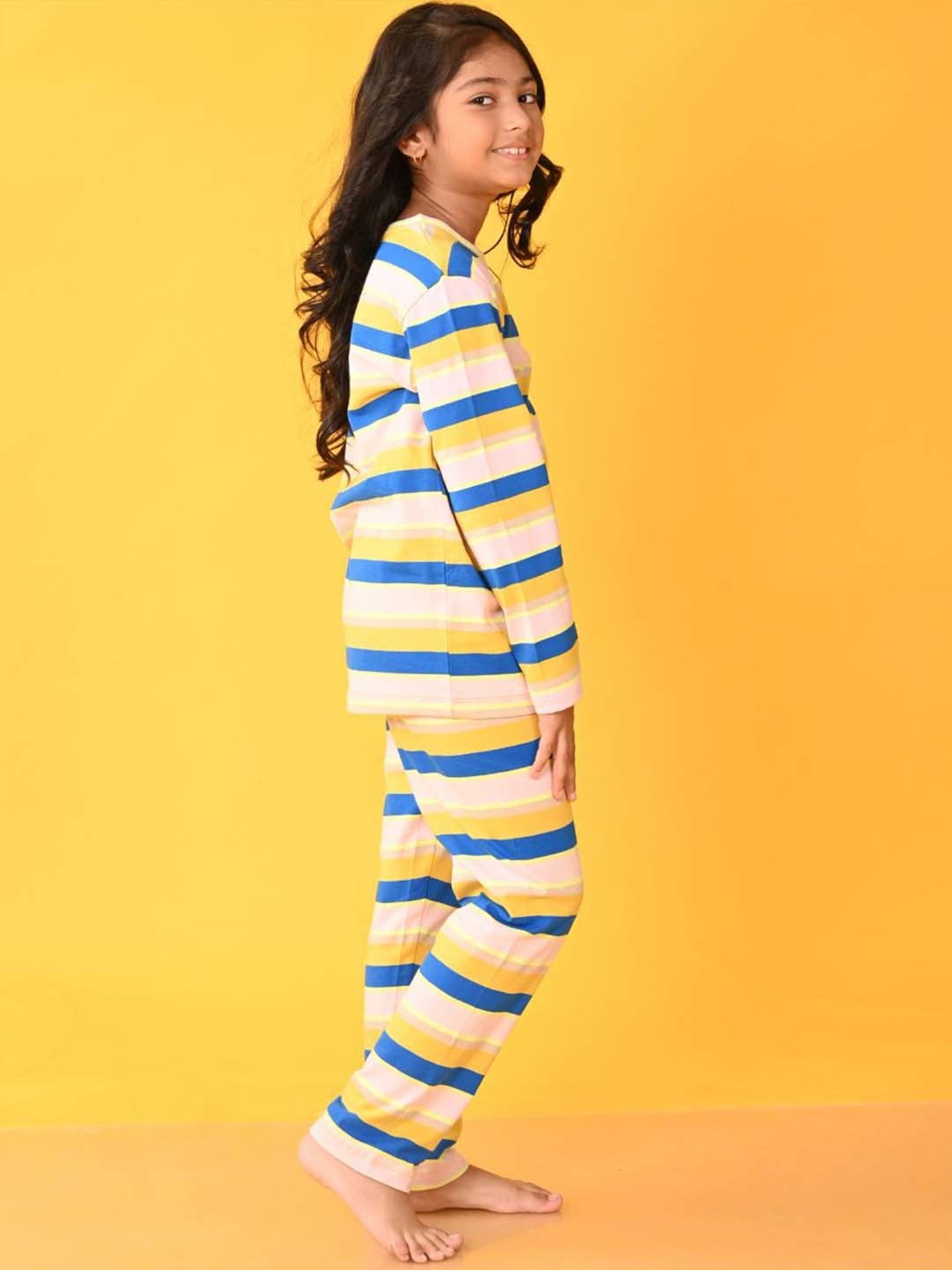 Anthrilo Kids Multicolour Cotton Striped Full Sleeves T-Shirt & Trouser