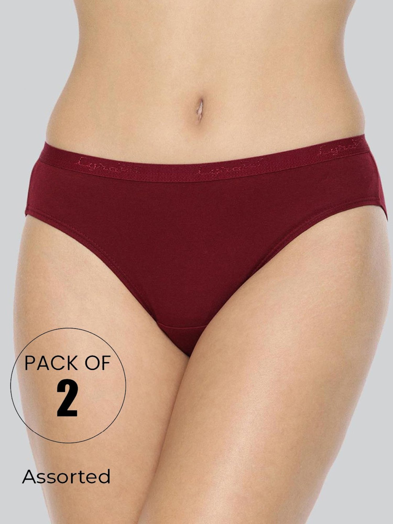 Lyra Assorted Color Cotton Bikini Panties - Pack Of 2